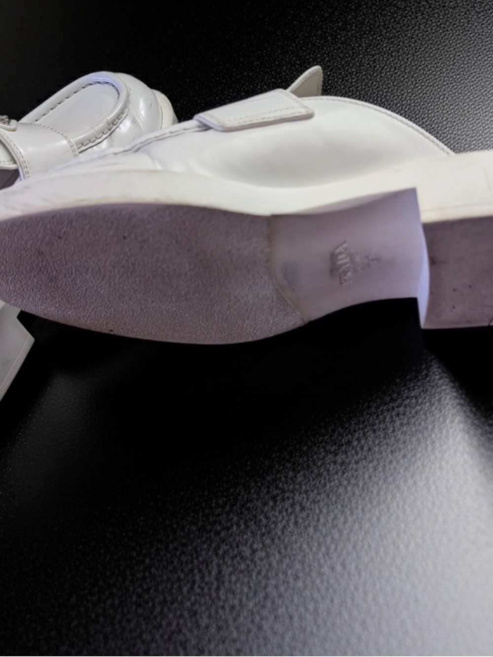 Prada White Leather Logo Strap Mules - Picture 2 of 7